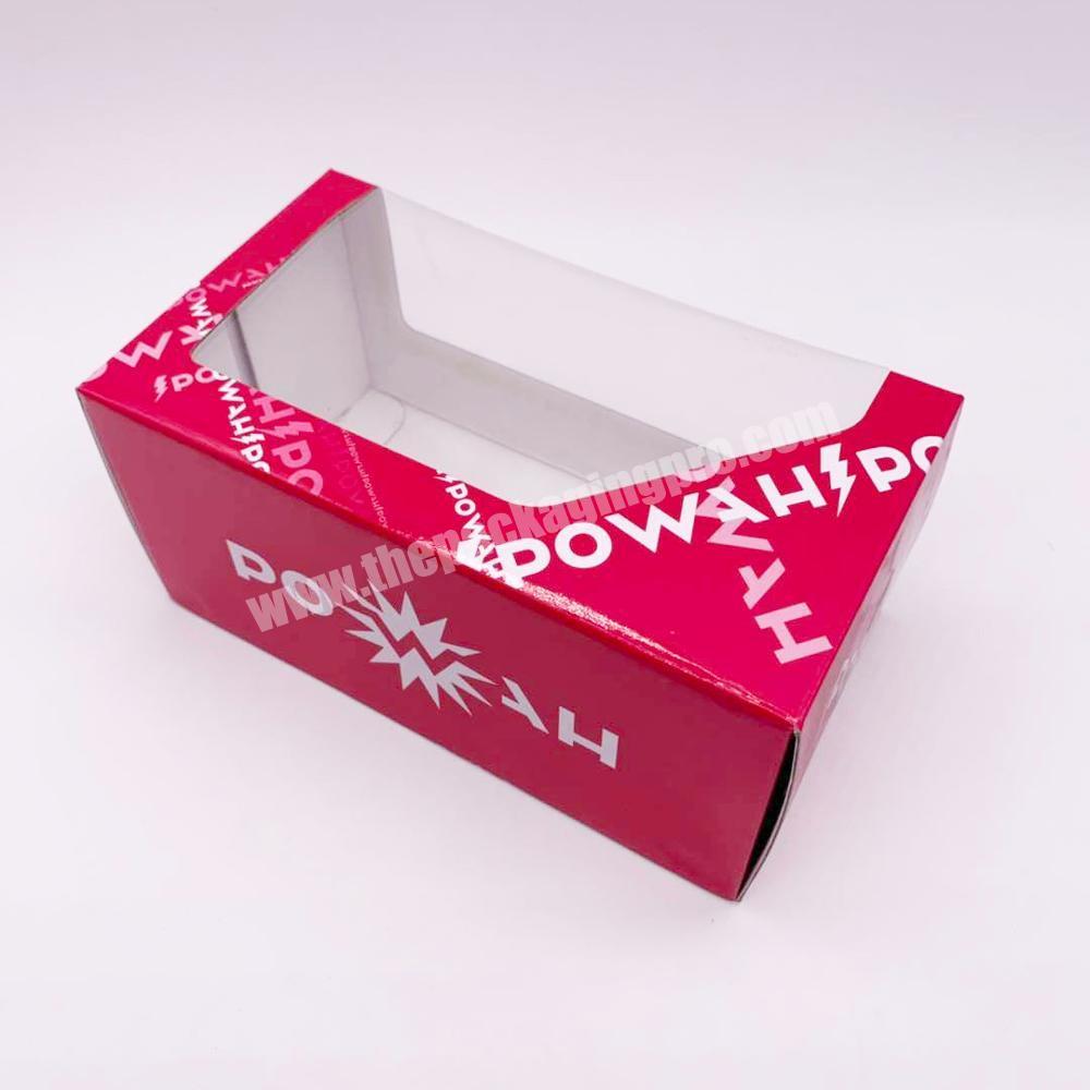 Customized size environmental pink sunglasses box packaging pvc window box
