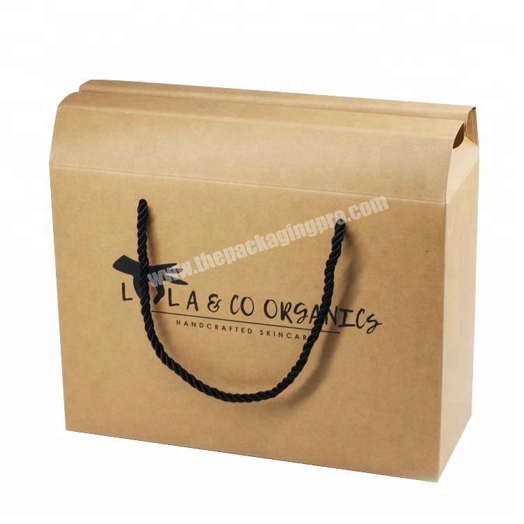 Customized Skin Care Product Paper Packaging Kraft Carton Box With Handle