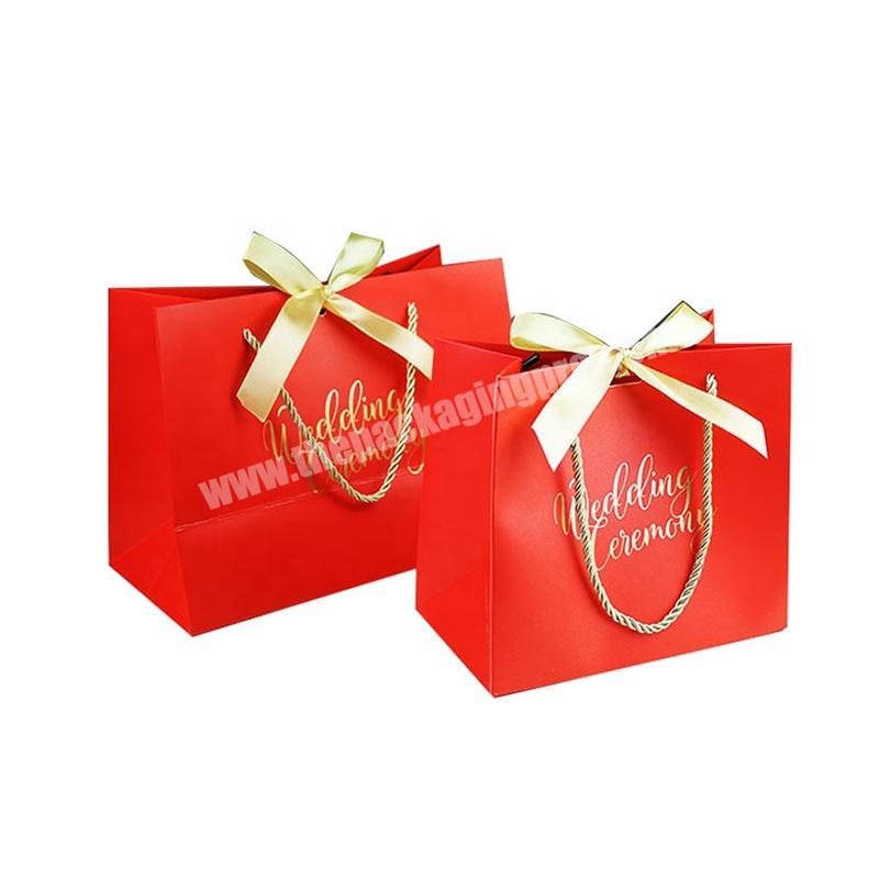 Customized Special Shape Foil Stamping Logo Wedding Paper Favor Bag Christmas Party Gift Wrapping Packaging Bag