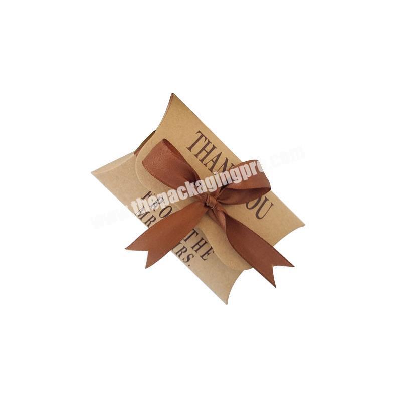 Customized Top Quality Eco-friendly Kraft Paper Pillow Box  In Bulk  Custom CandyGift Package Box