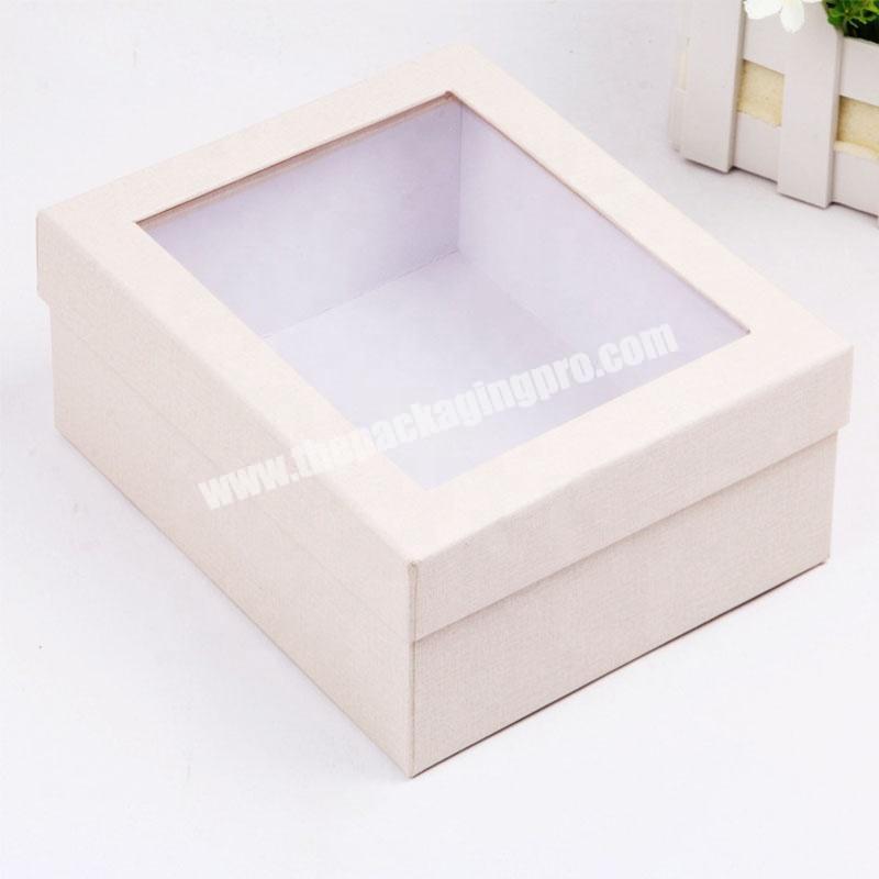 Customized Two Pieces Paper Cardboard Lid And Base Gift Packaging Box With Transparent Window