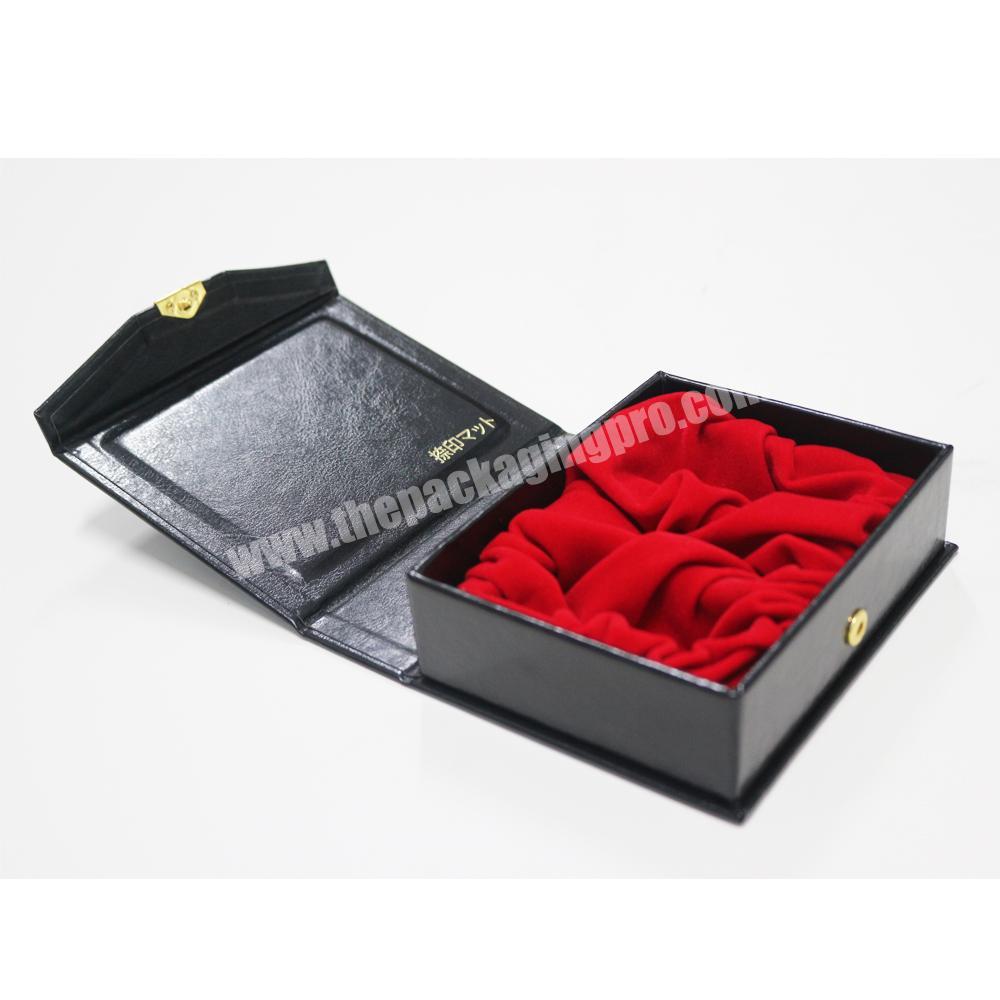 Customized velvet inserts paper flip lid gift box with leatherette