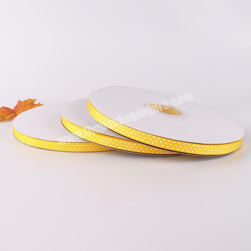 customized white logo printed  Yellow grosgrain ribbon for packaging