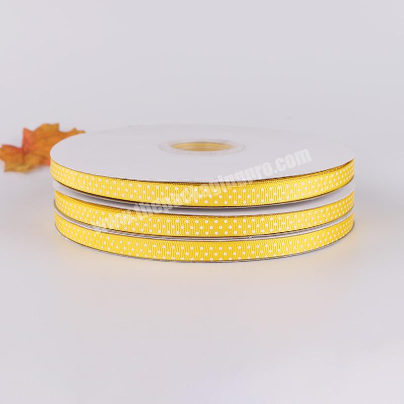 customized white logo printed  Yellow grosgrain ribbon for packaging