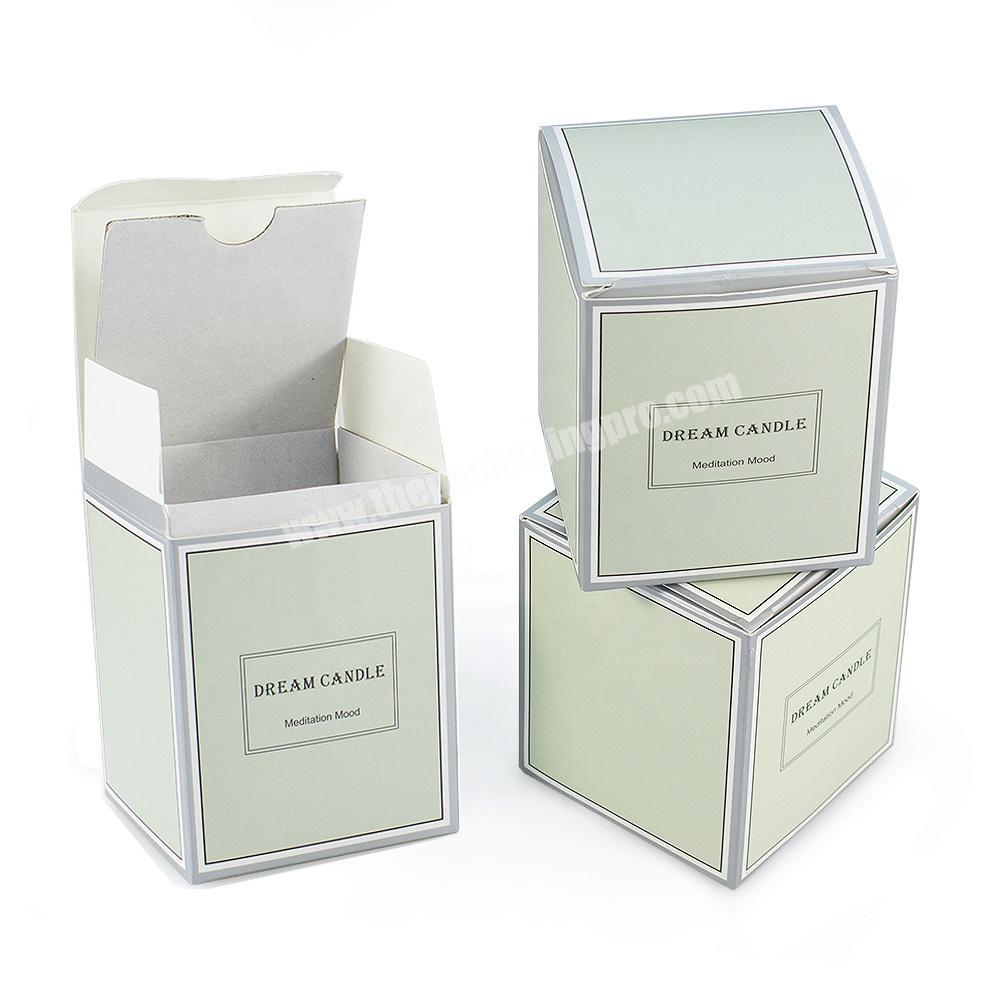 Customized white square design scented candle jar paper box with inner box
