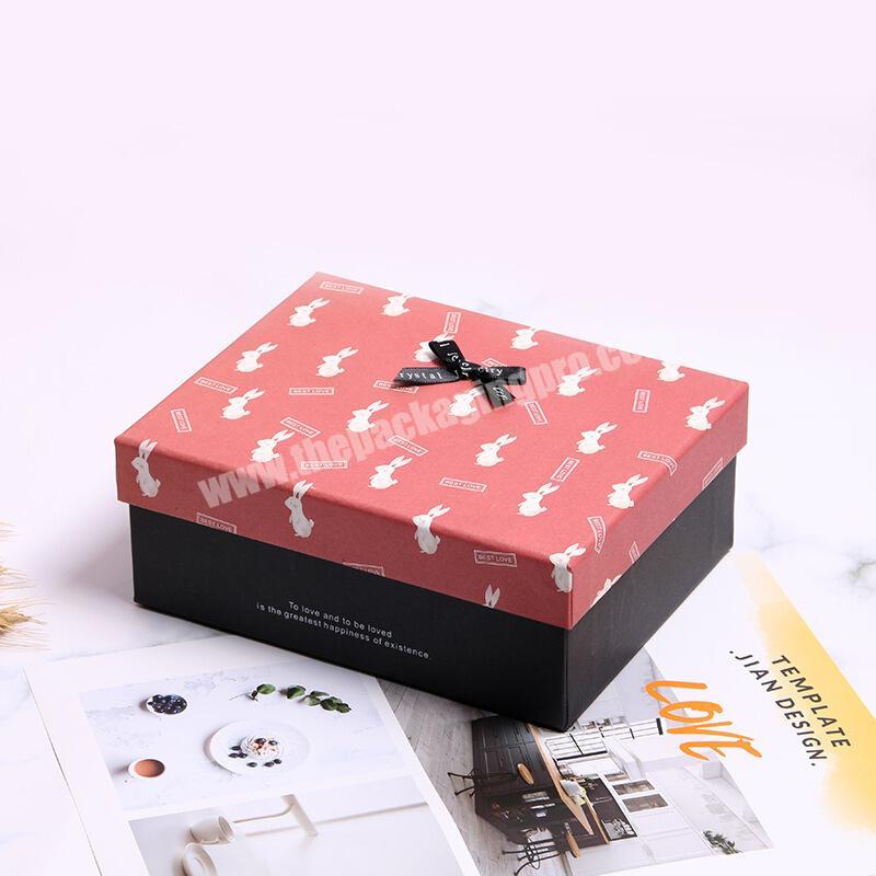 Customized wholesale high end box rectangular red custom box for gift pack boxes heaven and earth cover paper carton