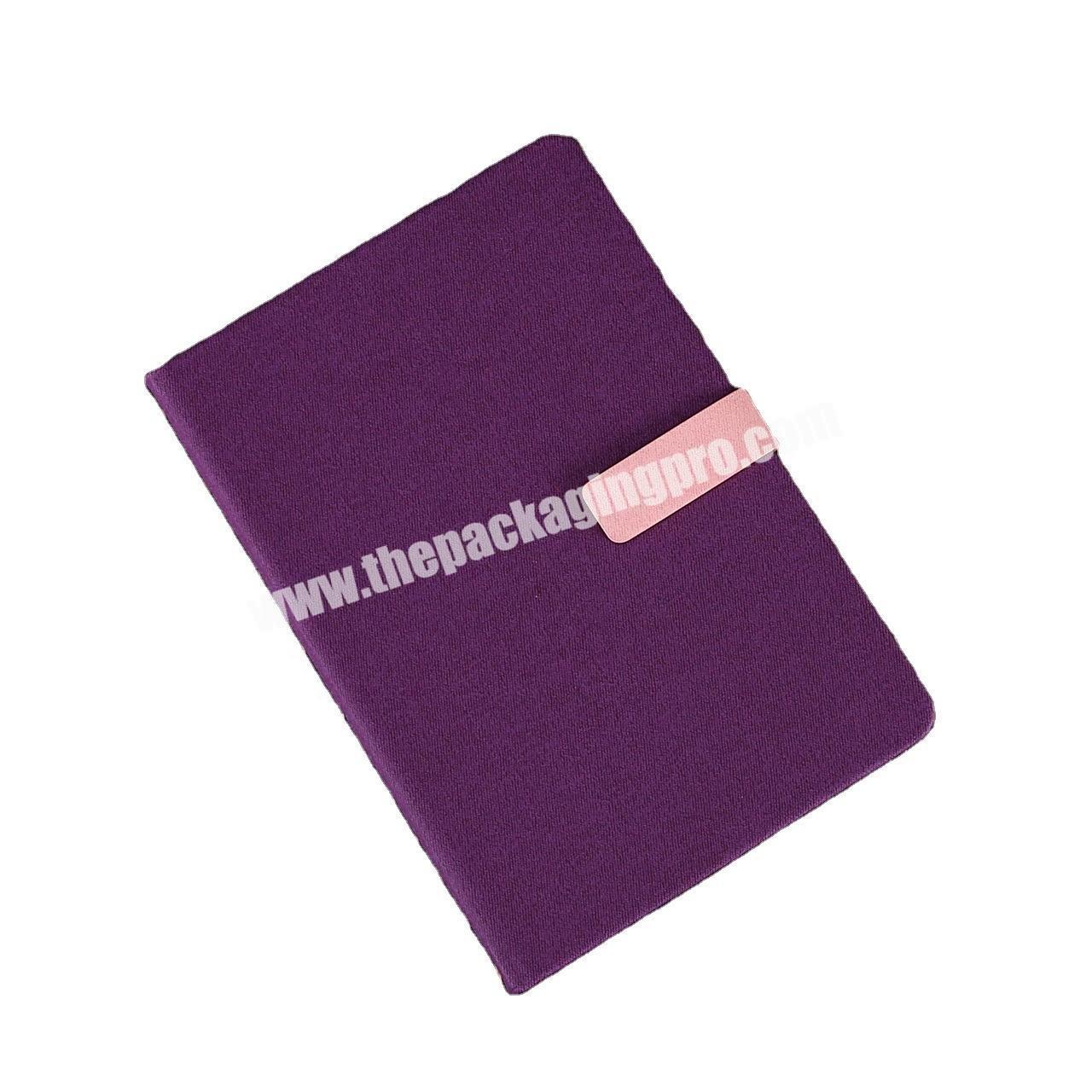 Customized Write Usage A5 Fabric Linen Notebooks Hardcover School Exercise Notebook Purple Blue Stationary Magnetic Journal