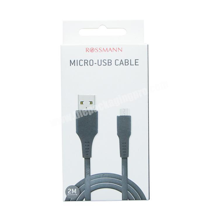 Customs mobile phone charger usb cable packaging box with hanger