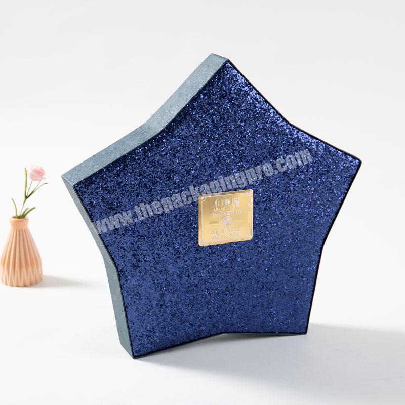Customs Simple Box Organizer Storge Case Special shape Blue Art Paper Mooncake Display Box for Mid-auturn Festival