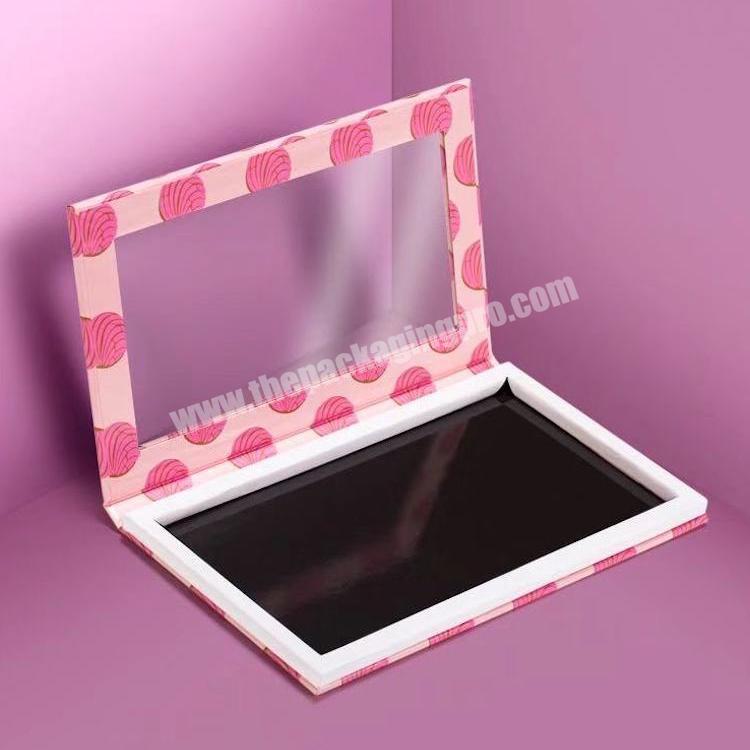 Cute Eyeshadow Packaging Empty Pink Professional Makeup Box With Clear Window Cardboard Paper Box For Eyeshadows