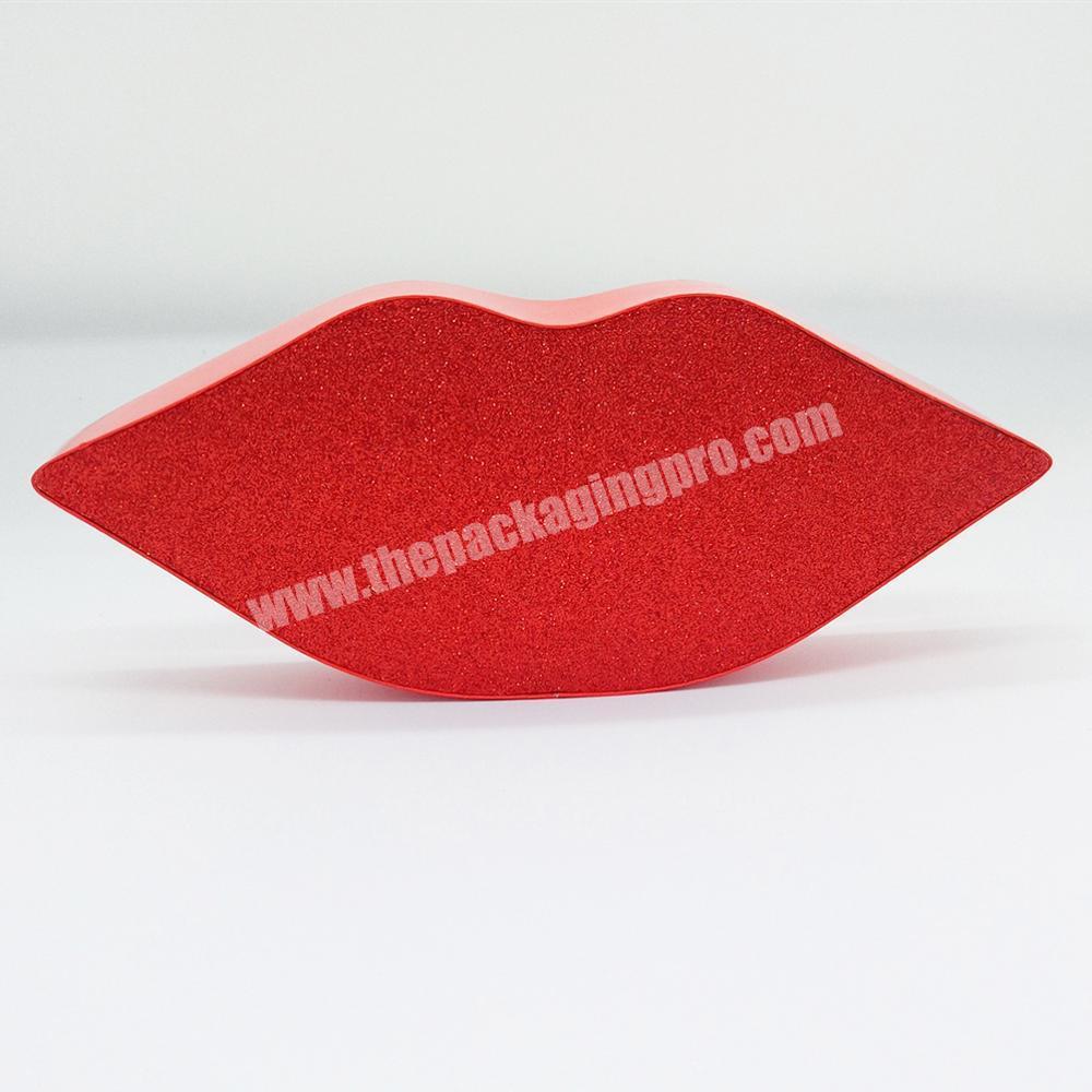 Cute lips shape guiltter paper box luxury packaging for gift chocolate