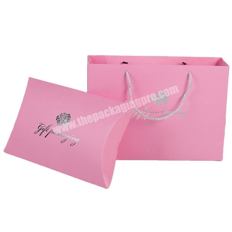 cute pink foiled cardboard gift pillow box clothing packaging eco friendly