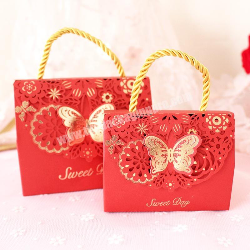 Decorative Butterfly Different Sized Wedding Favor Paper Sweet Bag Box For Candy Packing