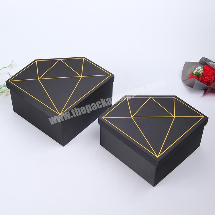 Decorative Luxury Valentines Day Black Heart Shape Rose Flower Gift Box Set Packaging For Women