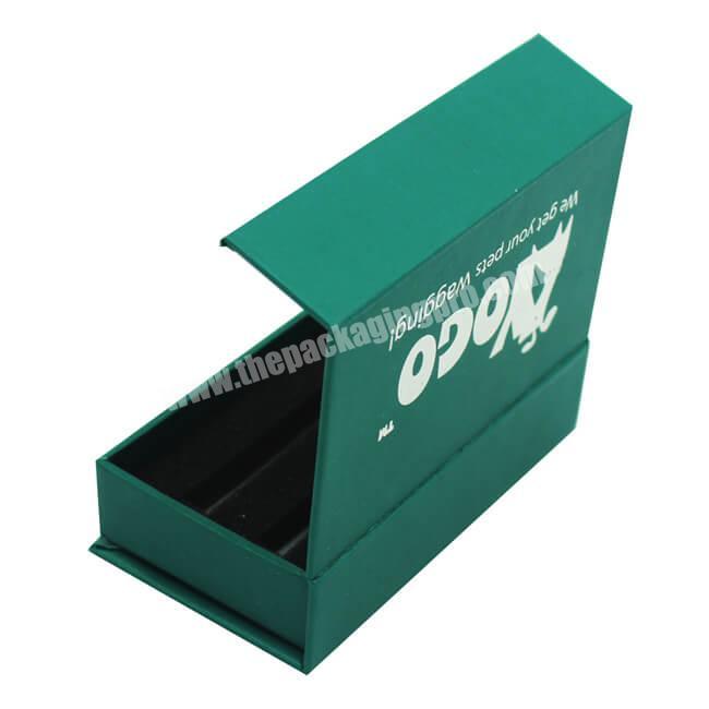 Deep Green Handmade Hard Paperboard Gift Box Magnetic Flip With Sponge Insert