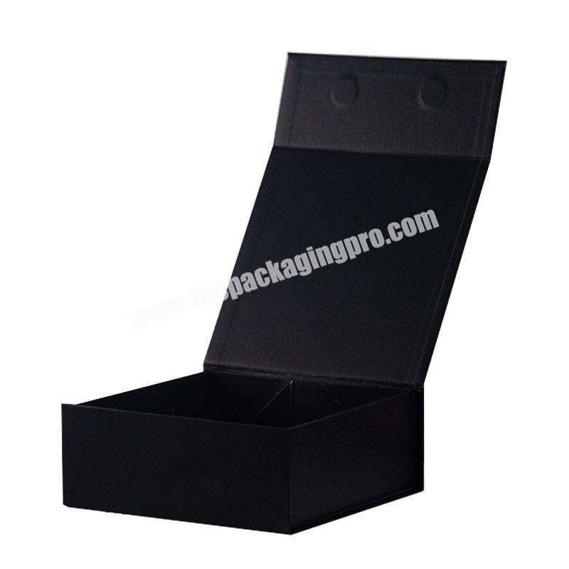 Deluxe eco friendly cardboard foldable black magnetic closure gift box
