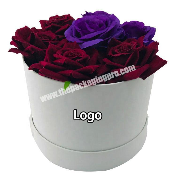 Design your own white round gift flower box gift rose cylinder box
