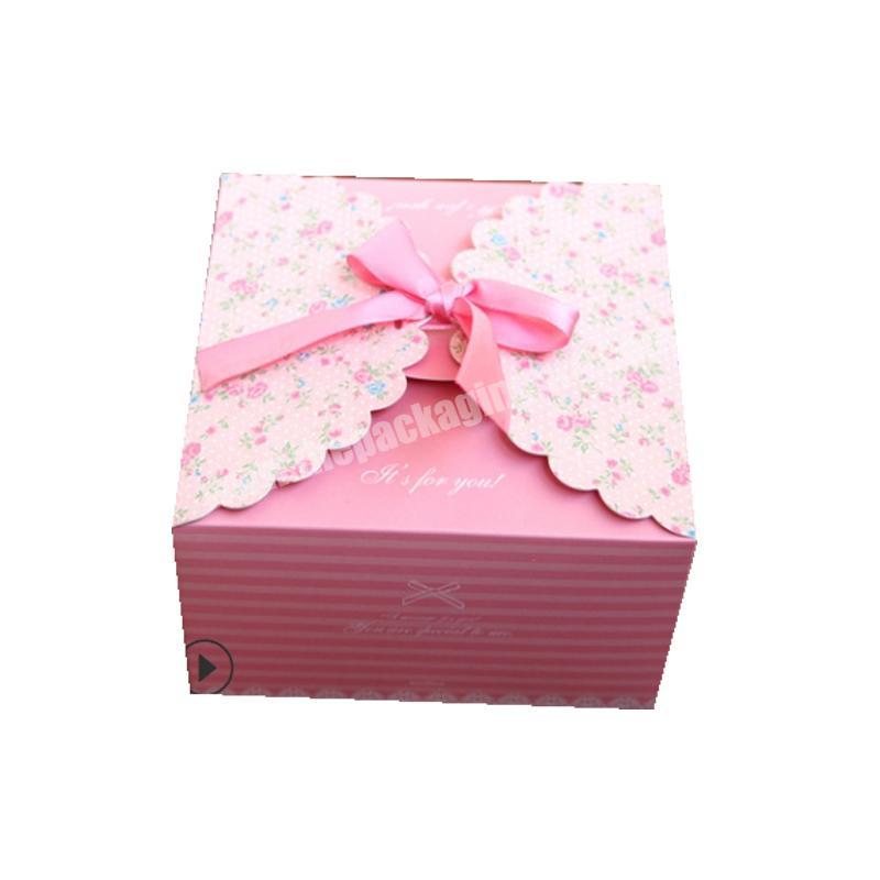 Different color custom logo  chocolates wedding candy box with color  ribbons