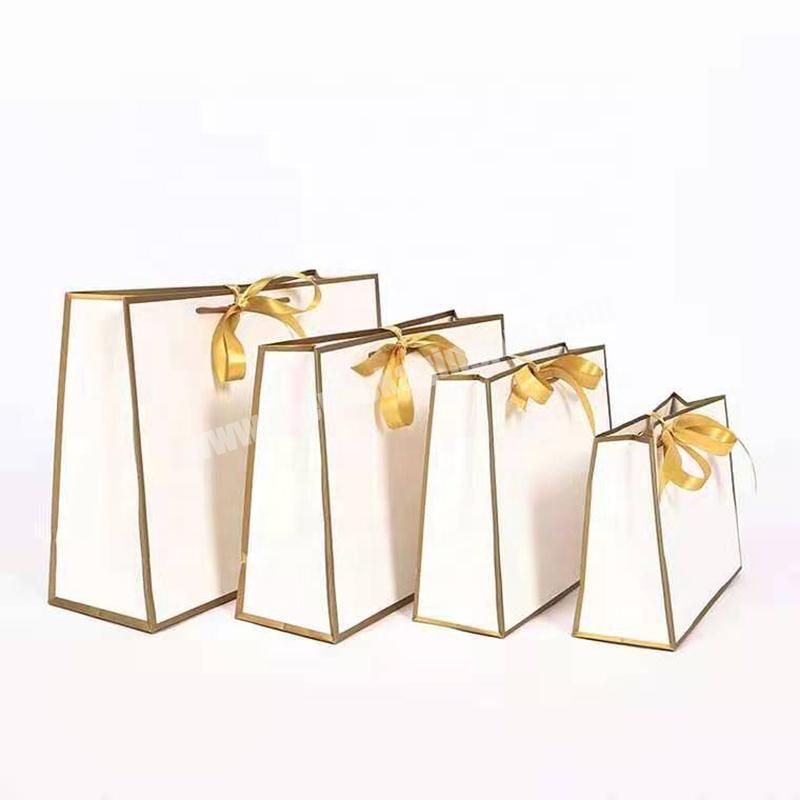 Different Size Custom White Plain Paper Bag With Gold Or Silver Stamping Logo