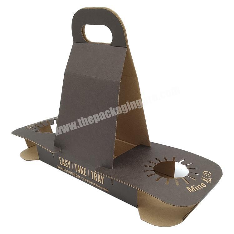 Disposable Coffee Carrier Cup Kraft Paper Holder Box