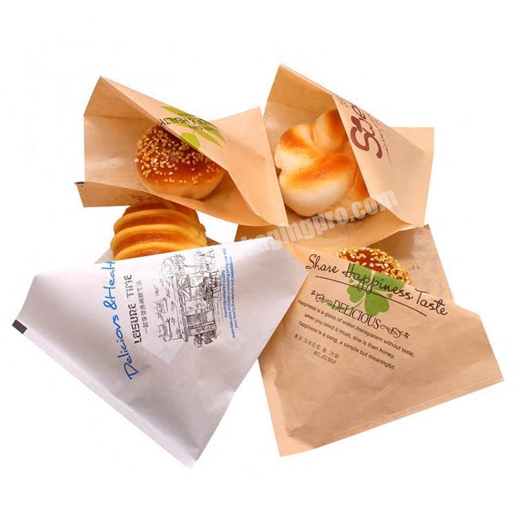 Disposable custom printed grease proof kraft paper food bag packing sandwich paper bag