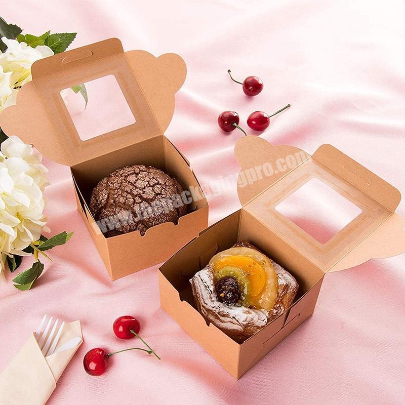 Disposable custom printing food packing small cake bakery paper box with window