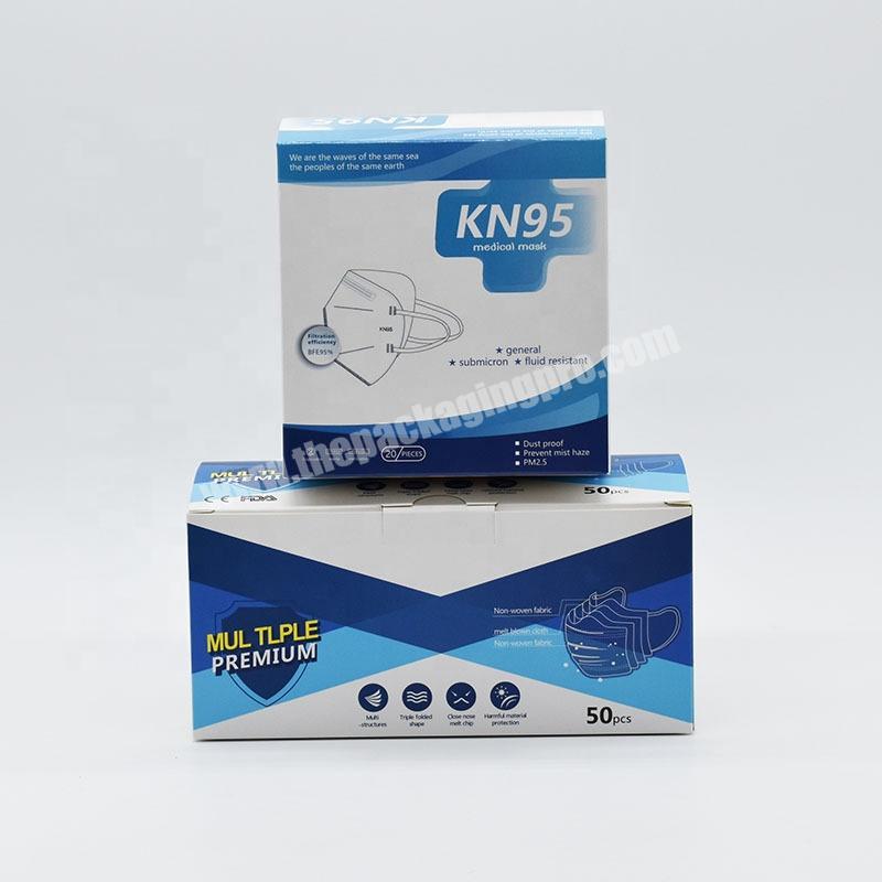 Disposable KN95 foldable paper packaging box with custom printed