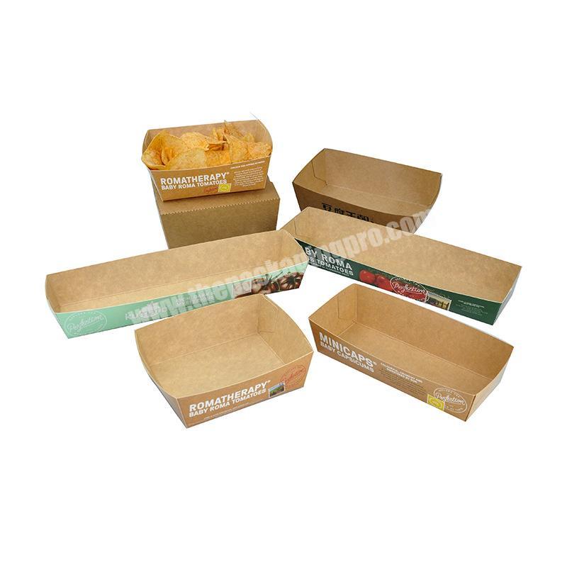 Disposable kraft paper packaging box fast food  food fried chicken snack carton snack boat box custom