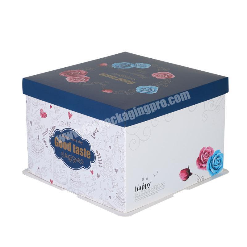 Disposable paper 10 inch rectangle packaging cardboard big cake box birthday cake box in Guangzhou