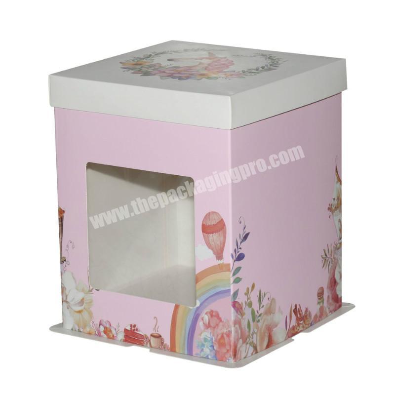 Disposable Paper Packaging Cardboard Cakebox Birthday Cake Box with window in Guangzhou