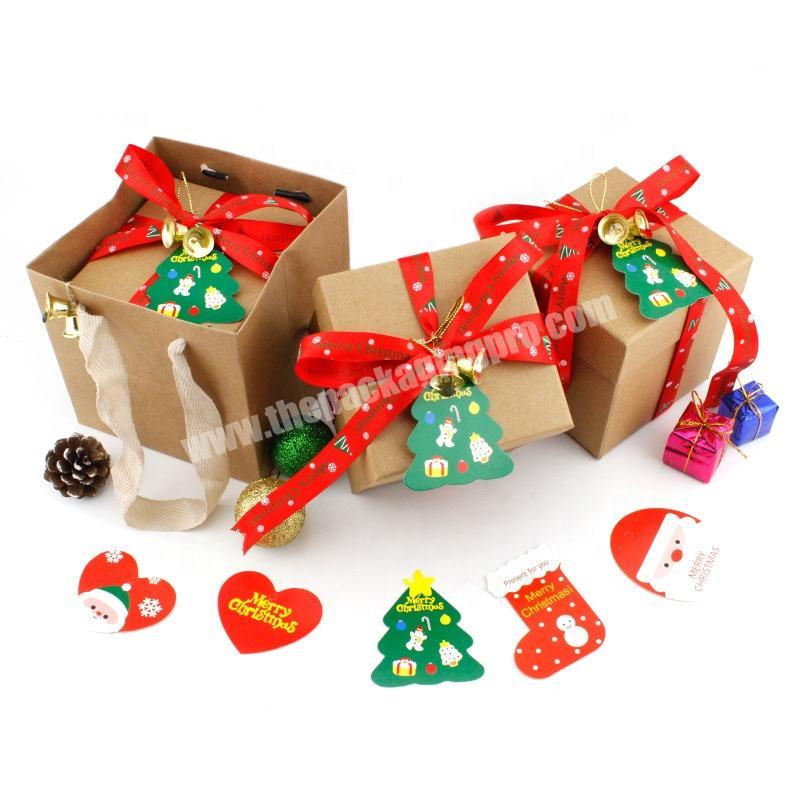 DIY christmas apple kraft paper gift packaging box with paper bag