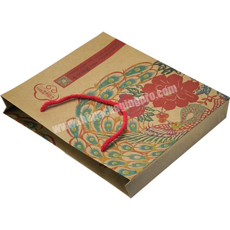 Dongming biodegradable brown paper bag for packaging with cotton rope Yantai packaging bag