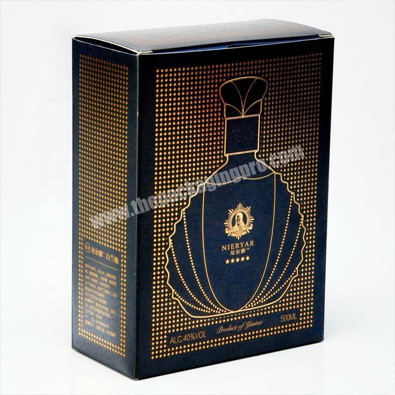 Dongming luxury and elegant brandy folding paper packaging box for 1 bottle