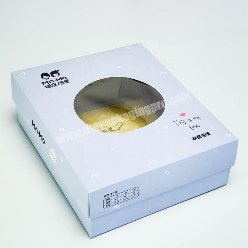 Dongming luxury apparel packaging box custom logo printed cardboard box for underwear packaging with PET window