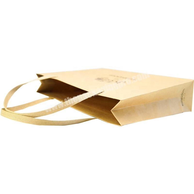 Dongming pro-environment stout waterproof apparel packaging brown kraft paperbag with kraft paper ribbon