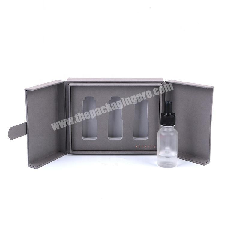 Double Open Cardboard Paper Packaging Essential Oil Bottle Cosmetic Gift Box With Magnet Closure