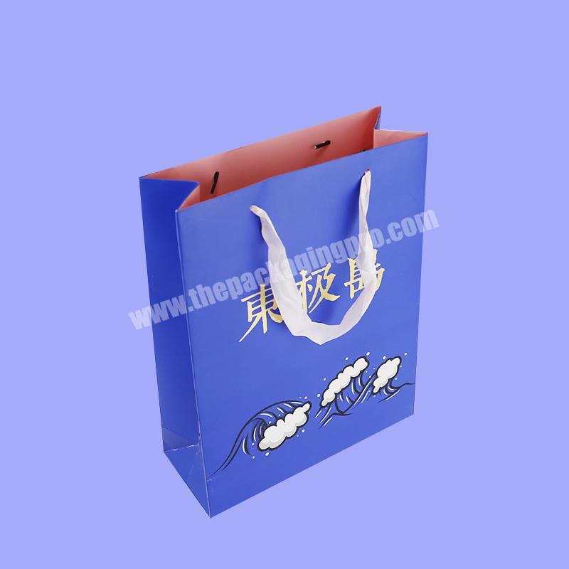 Double Printing Custom Gold Stamping Logo Coated Paper Shopping Bag Small Jewelry Packaging Tote Bag