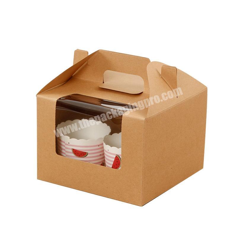 Easy Carry Portable Cheap Price Food Cup Cake 300gsm Gift Box Paper Transparent Kraft Gift Box Cardboard With Plastic Window