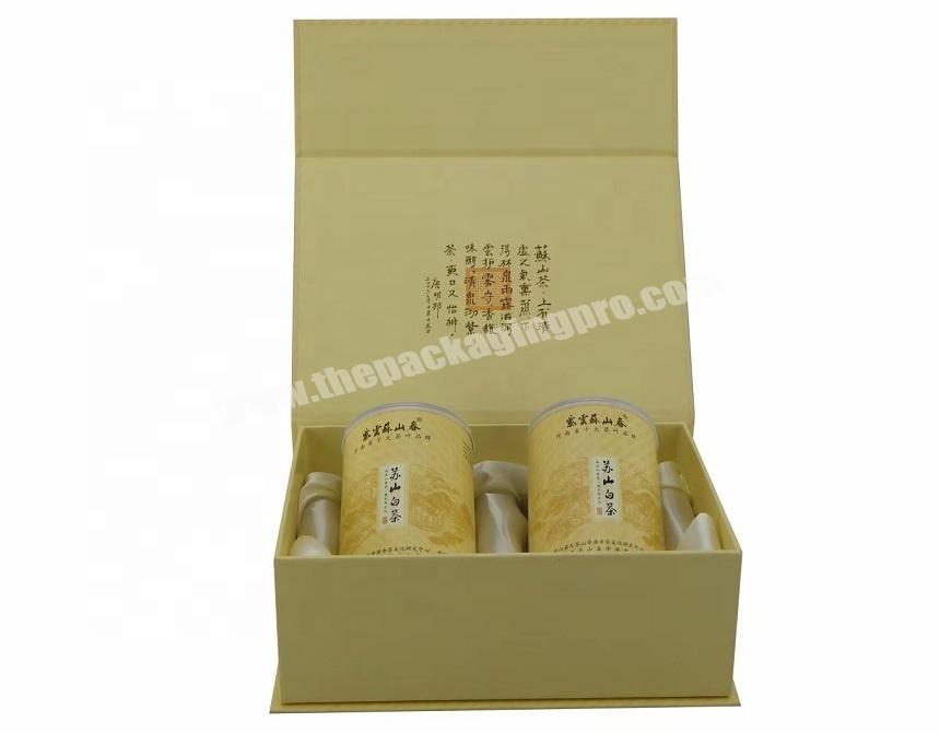 Easy Peel Off Airtight Tea Paper Cans Packaging Luxury Cardboard Box With Gift Bag
