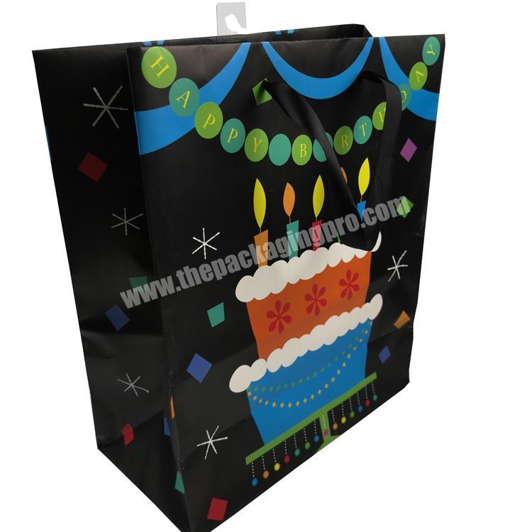 Easy to carry recycled black birthday cake kraft paper bag