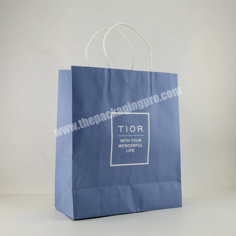 Eco Friend Blue Clothes Shoes Packaging Paper Bag  Kraft Paper Takeaway Tote Bag Reusable Shopping Bag