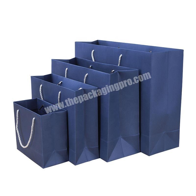 Eco-Friendly Blue Color Printed Customized Logo Paper Gift Bag For Men Clothing Packing
