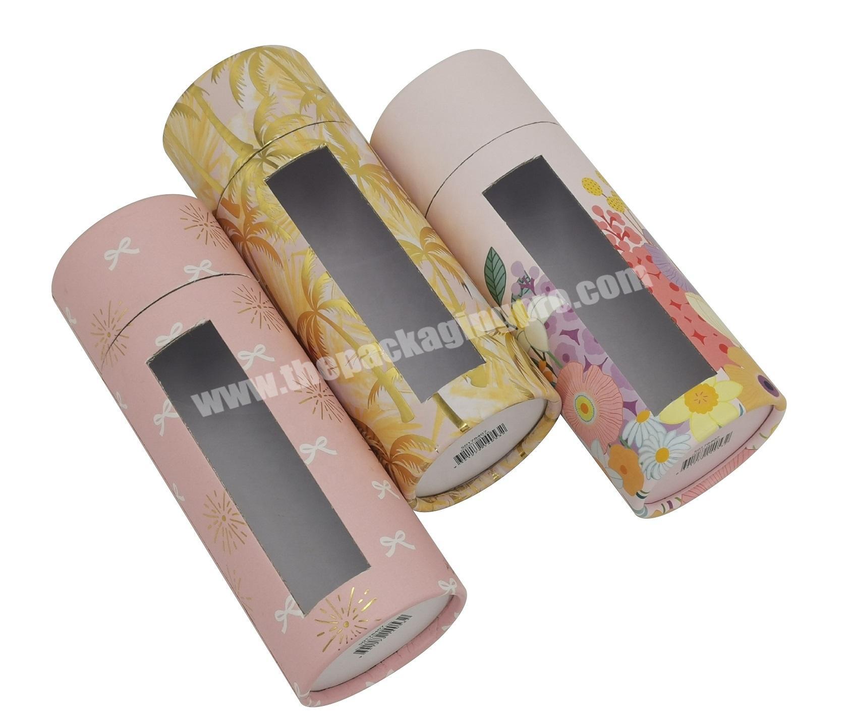 Eco-Friendly Brown Kraft Rolled Edge Paper Tube with Window for Candles Packaging