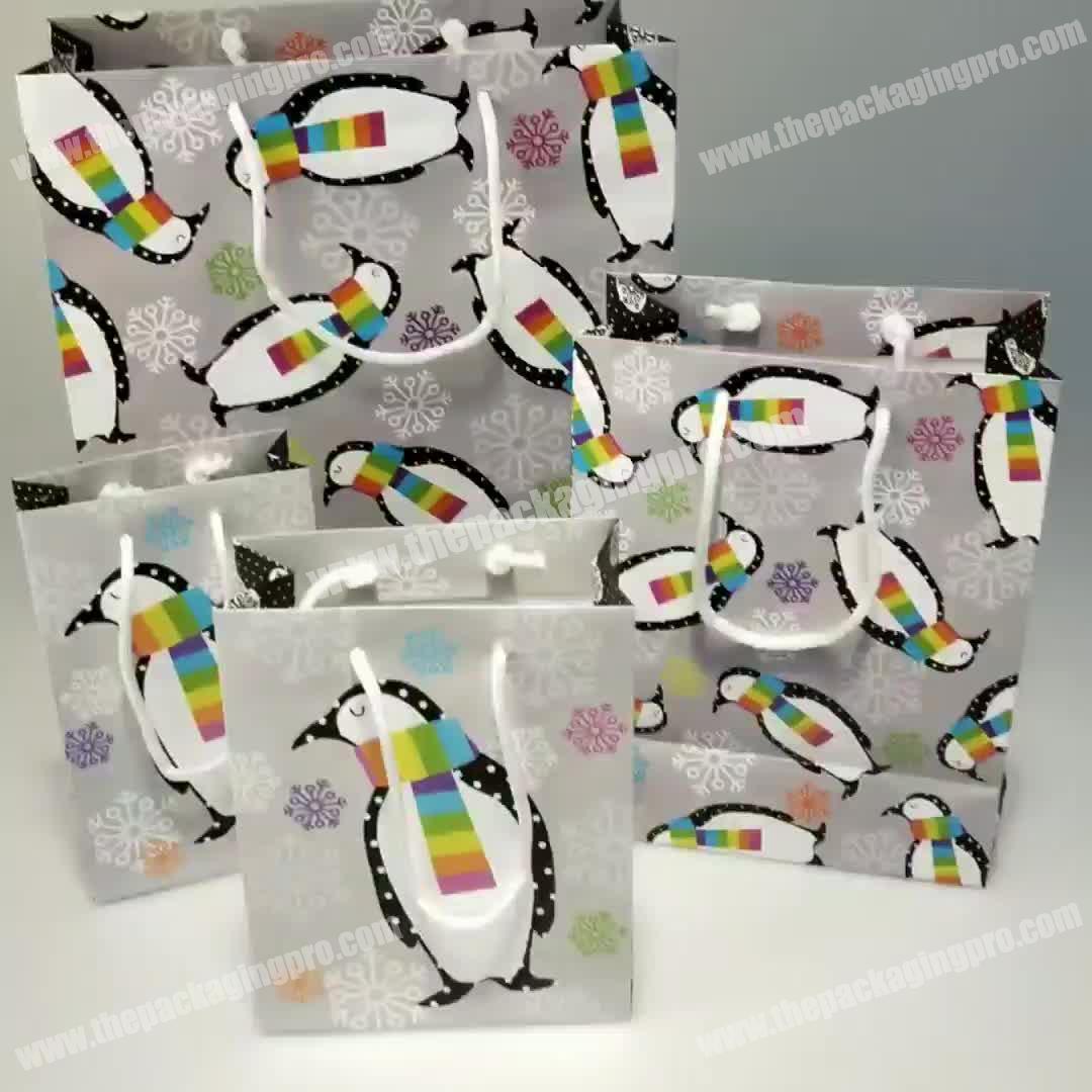 Eco-friendly Cheap Simple Colorful Luxury Penguin Pattern Gift Bags