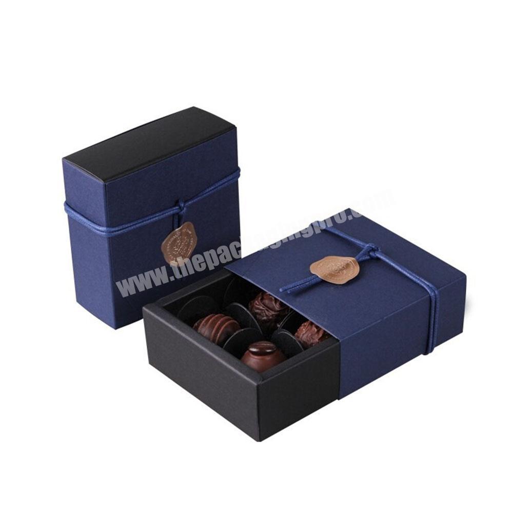 Eco-Friendly Cheap Small Chocolate Candy Paper Folded Drawer Packaging Box With Insert For 4 Chocolates