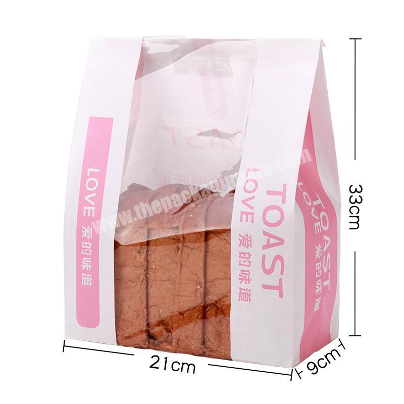 Eco-friendly Craft Toast Bread Packaging Paper Bag With Window Customised