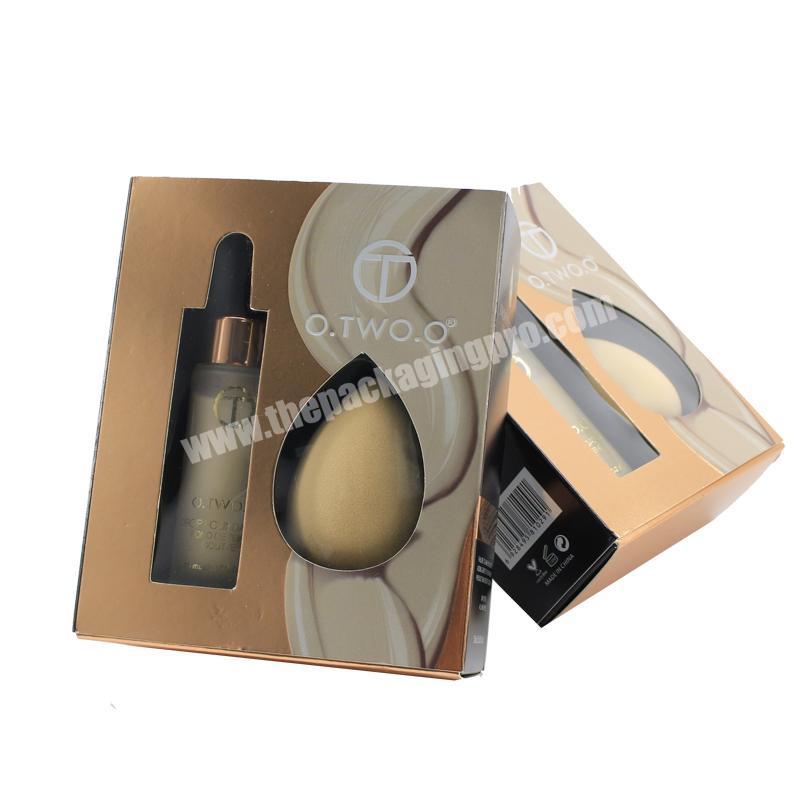 Eco friendly custom Cosmetic compact powder paper packaging box with window