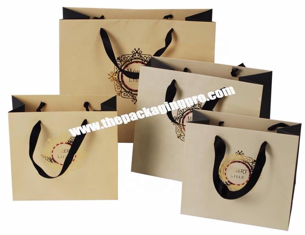 eco-friendly custom gold foil hot stamp gift paper bag with handle