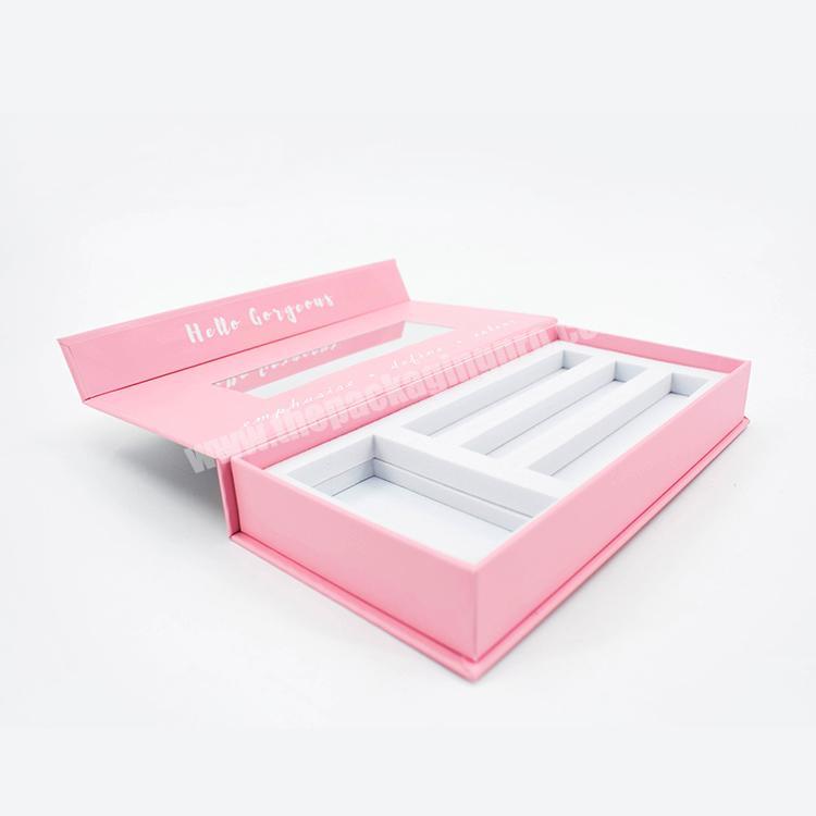 Eco-friendly Custom Logo Cosmetic Lip Gloss Lipstick mirror Paper Packaging Box with EVA foam inlay