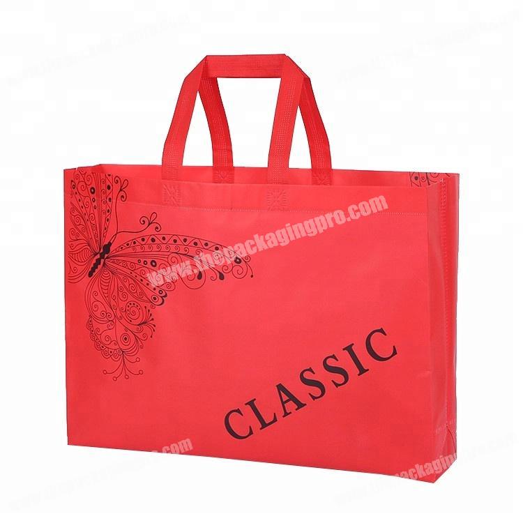Eco friendly custom ultrasonic reusable red non woven shopping bag